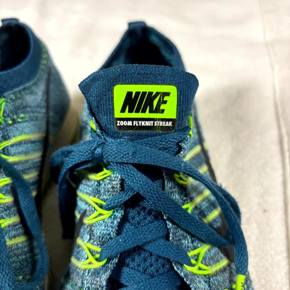 Nike Zoom Flyknit Streak 835994-400 Mens US 9.5 Shoes Blue‎ Black Green Sneakers